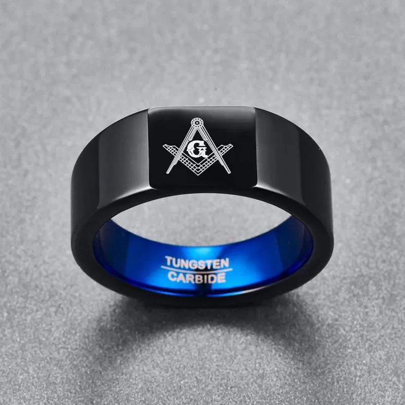 ## Tungsten Carbide Ring with Geometric Figure.