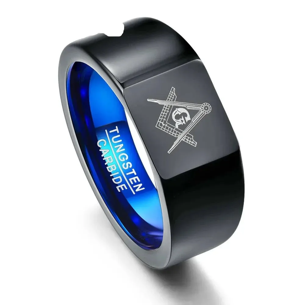 ## Tungsten Carbide Ring with Geometric Figure.