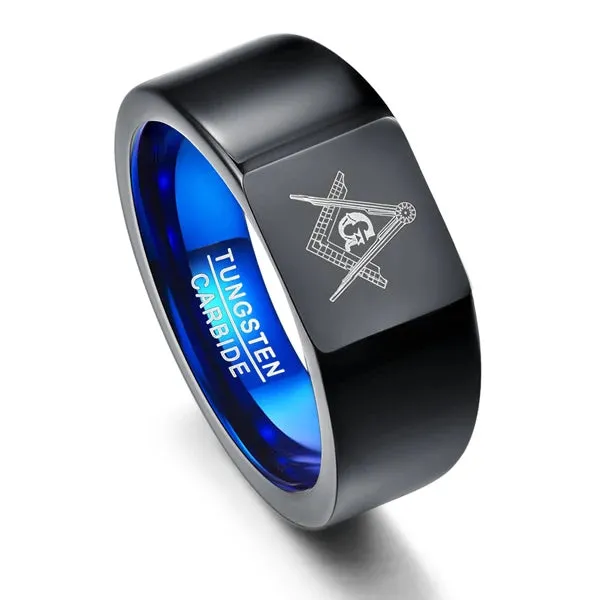 ## Tungsten Carbide Ring with Geometric Figure.