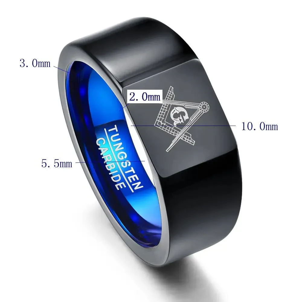 ## Tungsten Carbide Ring with Geometric Figure.