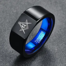 ## Tungsten Carbide Ring with Geometric Figure.