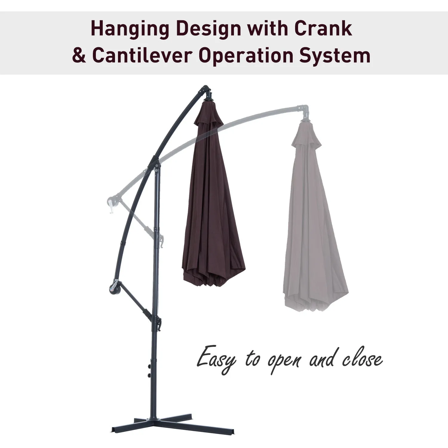 10' Hanging Patio Garden Umbrella - Coffee