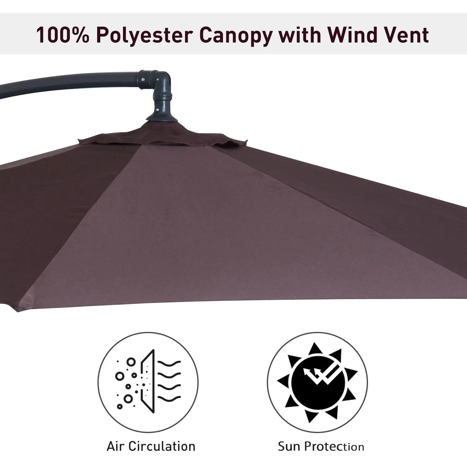 10' Hanging Patio Garden Umbrella - Coffee