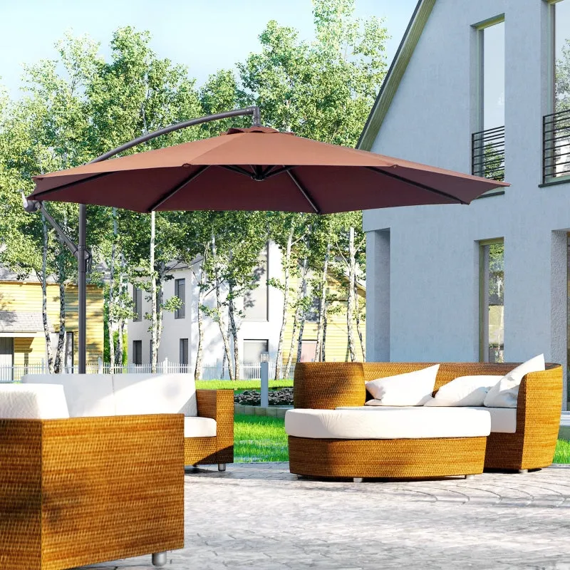 10' Hanging Patio Garden Umbrella - Coffee