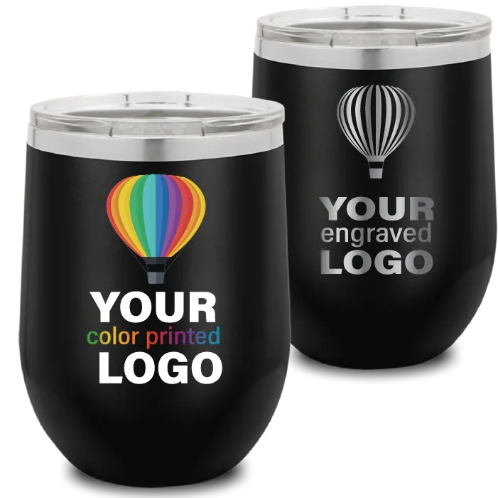 12 oz Wine Tumblers -Mix & Match- Bulk Wholesale Personalized Engraved or Full Color Print Logo