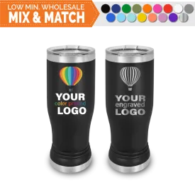 14 oz Promo Pilsner Beer Tumblers -Mix & Match- Bulk Wholesale Personalized Engraved or Full Color Print Logo