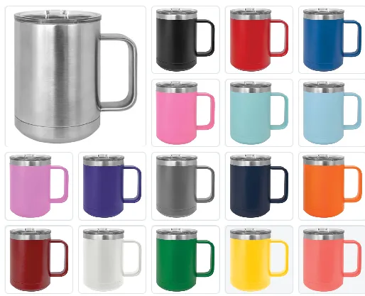 15 oz  Stainless Steel Insulated  Coffee Mug Powder Coated Double Wall Steel Insulated (Blank)