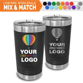 16 oz Promo Beer Pint Tumblers -Mix & Match- Bulk Wholesale Personalized Engraved or Full Color Print Logo