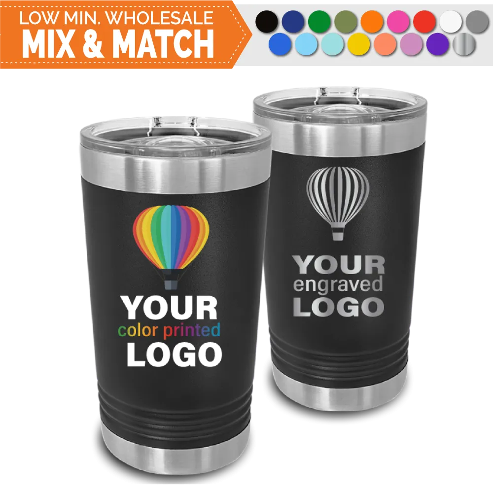 16 oz Promo Beer Pint Tumblers -Mix & Match- Bulk Wholesale Personalized Engraved or Full Color Print Logo