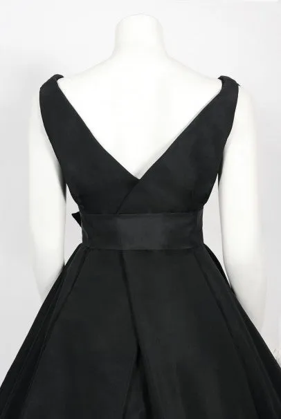 1956 Christian Dior Haute Couture Documented Black Silk 'New Look' Dress