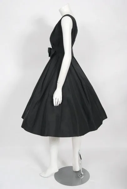 1956 Christian Dior Haute Couture Documented Black Silk 'New Look' Dress