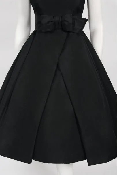 1956 Christian Dior Haute Couture Documented Black Silk 'New Look' Dress