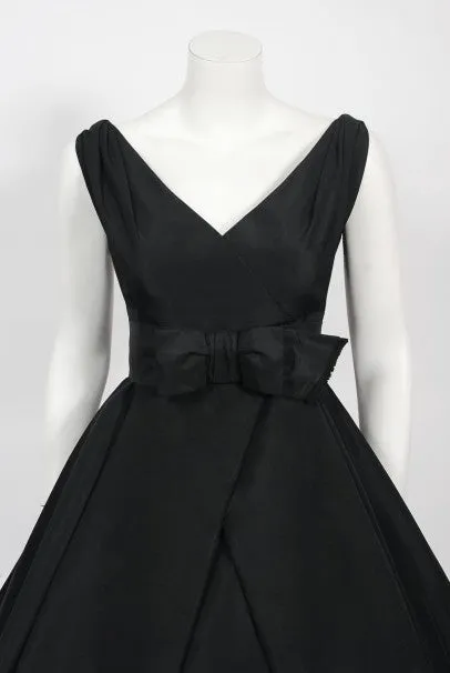 1956 Christian Dior Haute Couture Documented Black Silk 'New Look' Dress