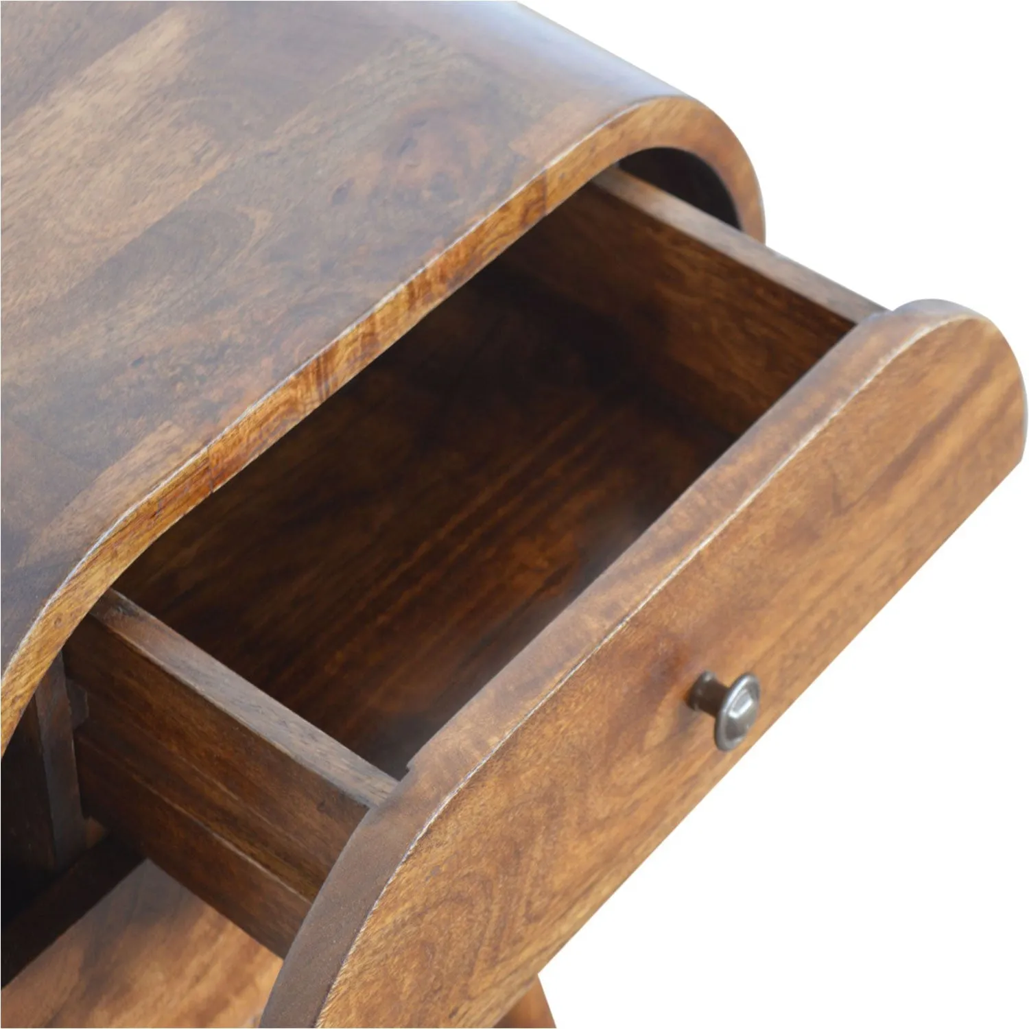 2 Drawers Circular Chestnut Bedside Table