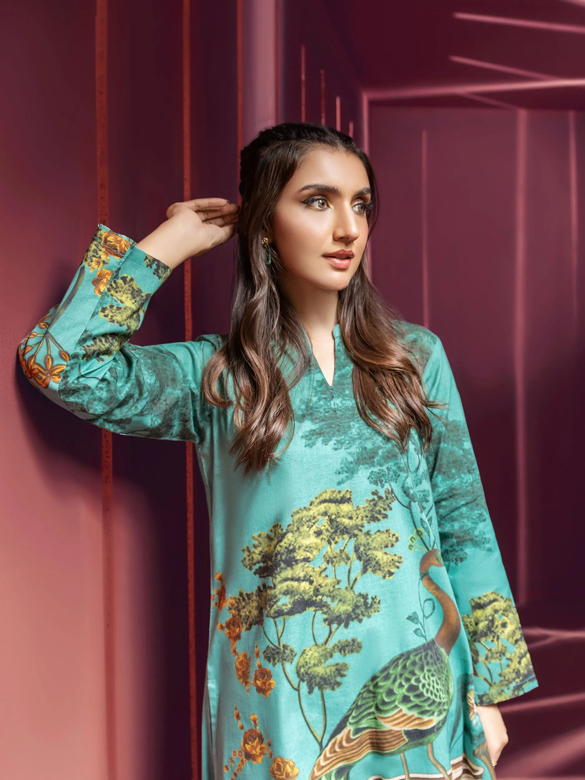 2 Piece Khaddar Suit-Unstitched (Printed)