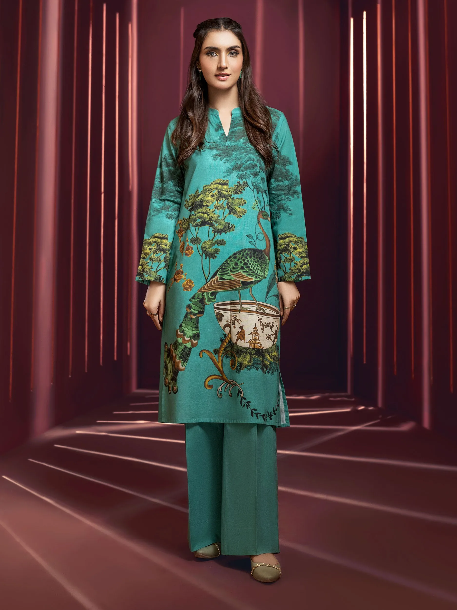 2 Piece Khaddar Suit-Unstitched (Printed)