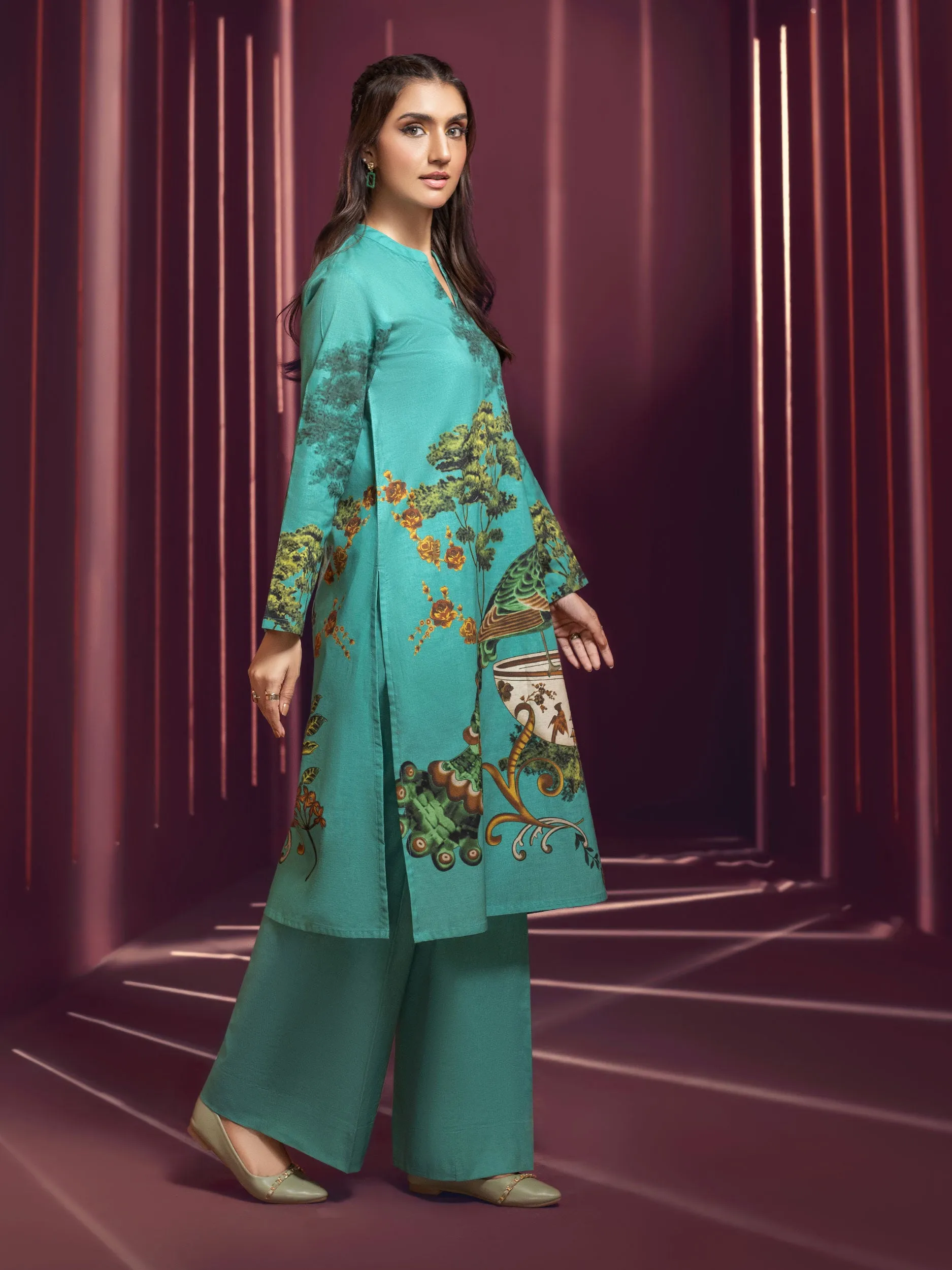 2 Piece Khaddar Suit-Unstitched (Printed)