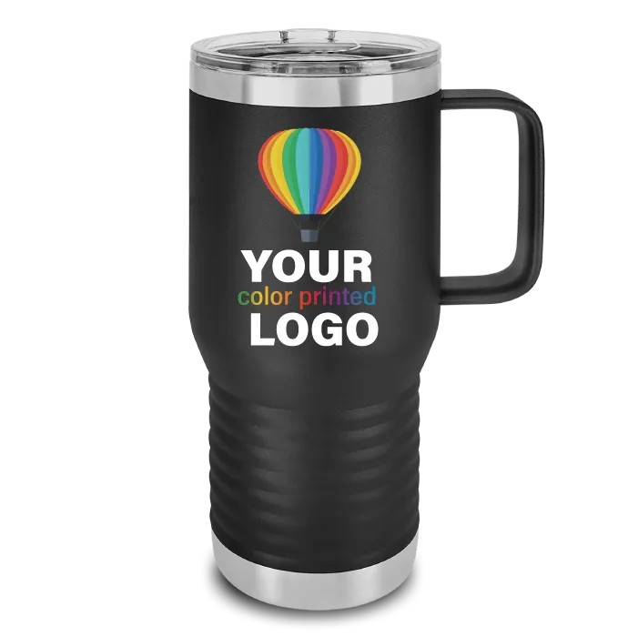 20 oz Handled Travel Tumblers -Mix & Match- Bulk Wholesale Personalized Engraved or Full Color Print Logo