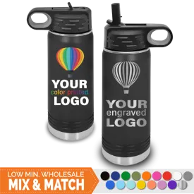 20 oz Insulated Sport Water Bottle -Mix & Match- Bulk Wholesale Personalized Engraved or Full Color Print Logo