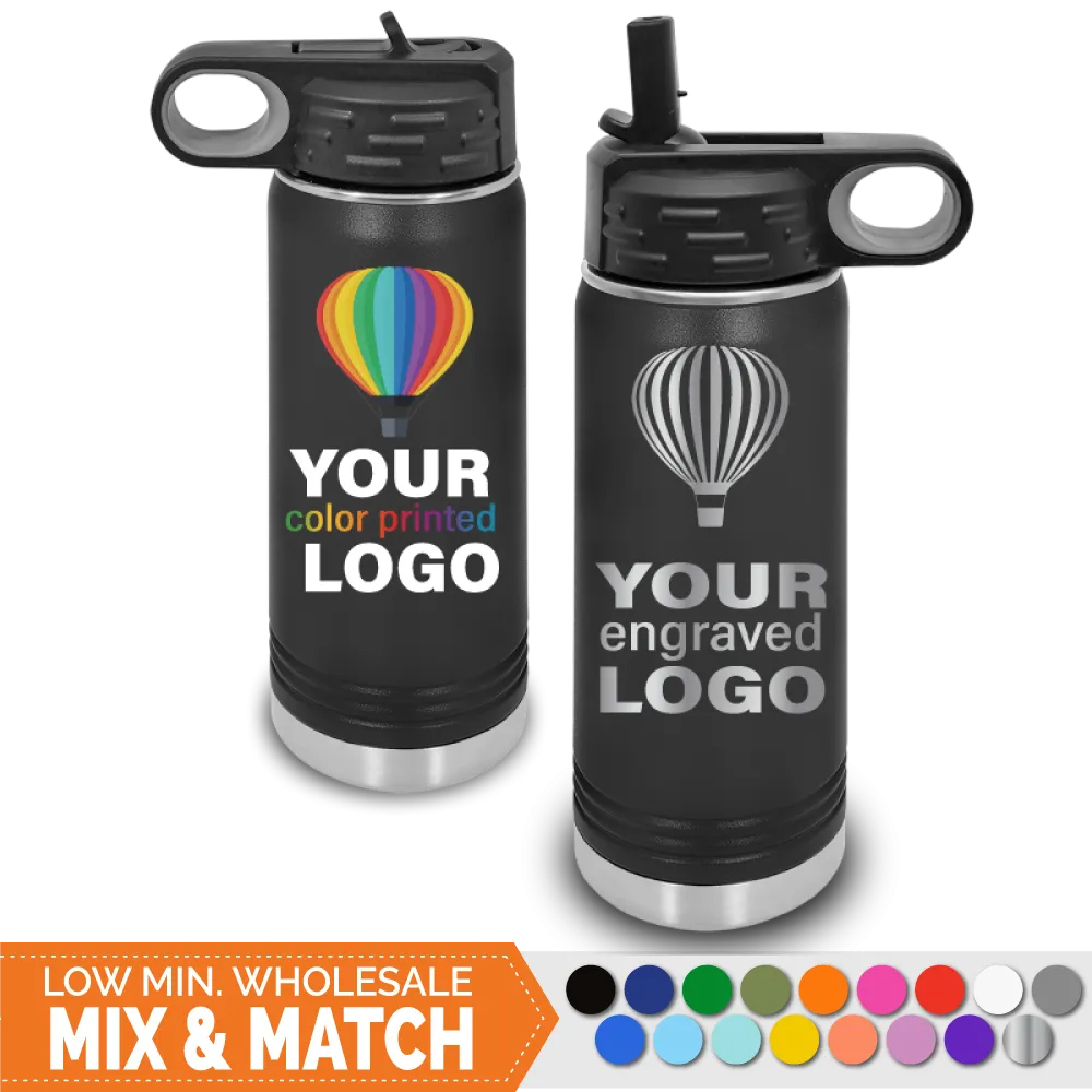 20 oz Insulated Sport Water Bottle -Mix & Match- Bulk Wholesale Personalized Engraved or Full Color Print Logo