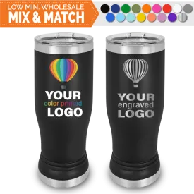 20 oz Promo Pilsner Beer Tumblers -Mix & Match- Bulk Wholesale Personalized Engraved or Full Color Print Logo