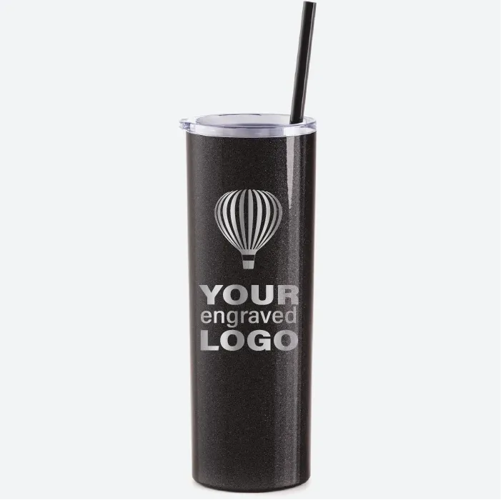 20 oz Skinny Glitter Tumblers -Mix & Match- Bulk Wholesale Personalized Engraved or Full Color Print Logo