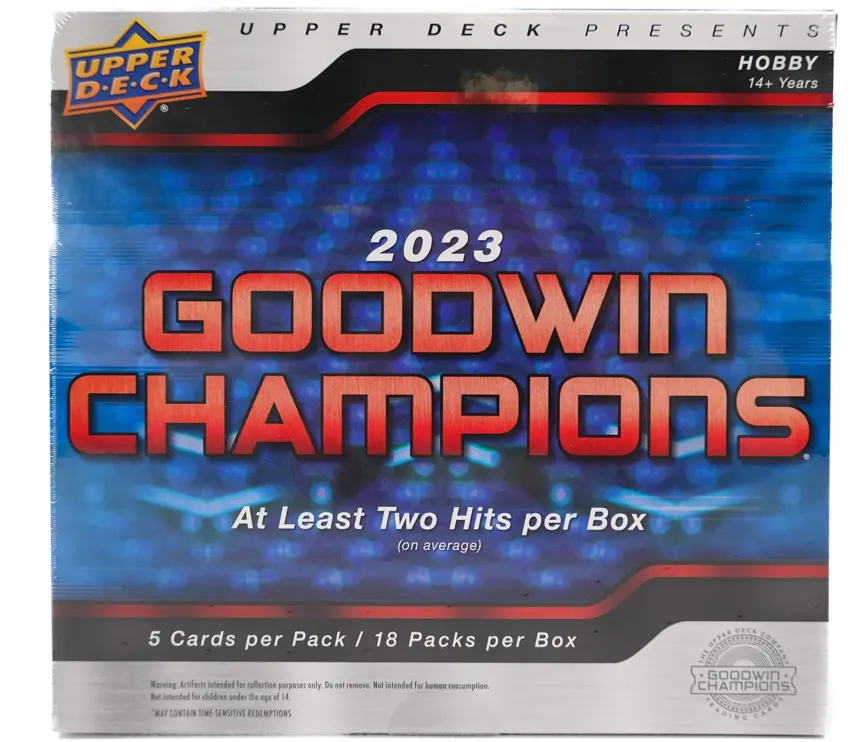 2023 Upper Deck Goodwin Champions Hobby Box 18 Packs per Box, 5 Cards per Pack