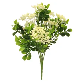 31cm Plastic Berry Bush Green/Ivory