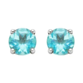 3mm, 4mm or 5mm Round Blue Apatite Stud Earrings in Sterling Silver