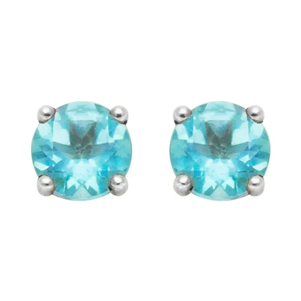 3mm, 4mm or 5mm Round Blue Apatite Stud Earrings in Sterling Silver