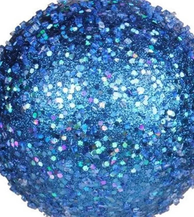 4" Royal Blue Beaded Glitter Ball Ornament