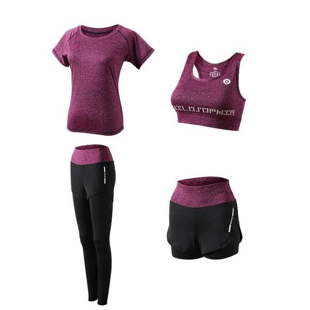 5Pcs Women's Yoga Sets Outdoor Running Yoga Quick Dry