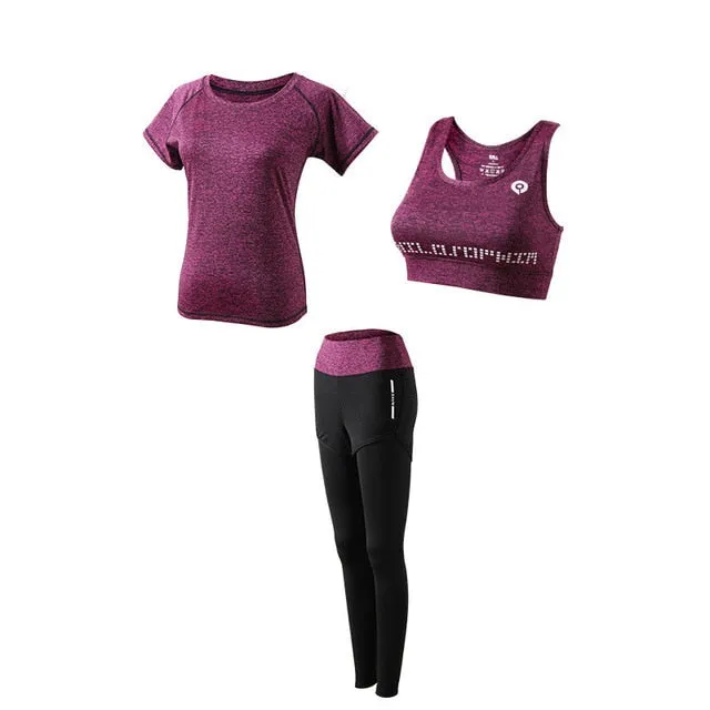 5Pcs Women's Yoga Sets Outdoor Running Yoga Quick Dry