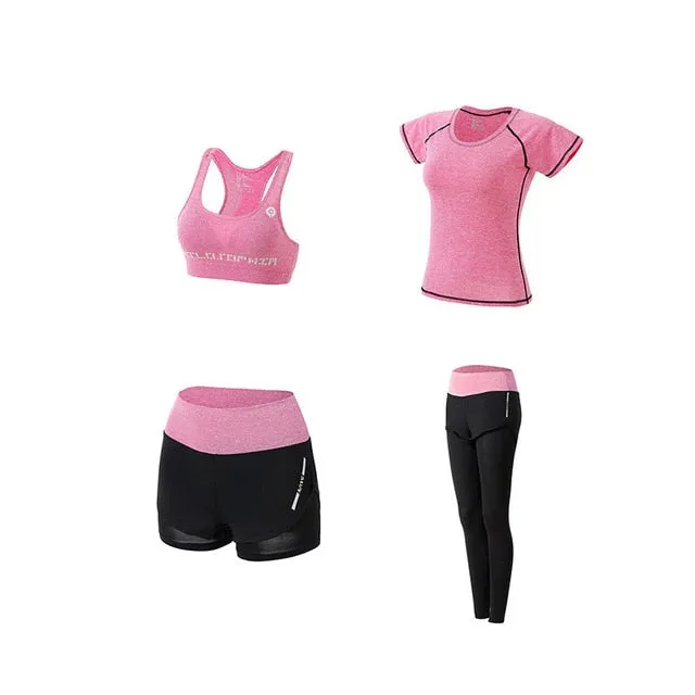 5Pcs Women's Yoga Sets Outdoor Running Yoga Quick Dry