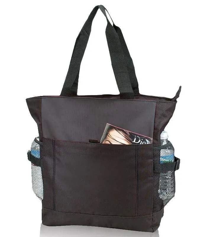 600D Polyester Daily Zipper Tote Bag