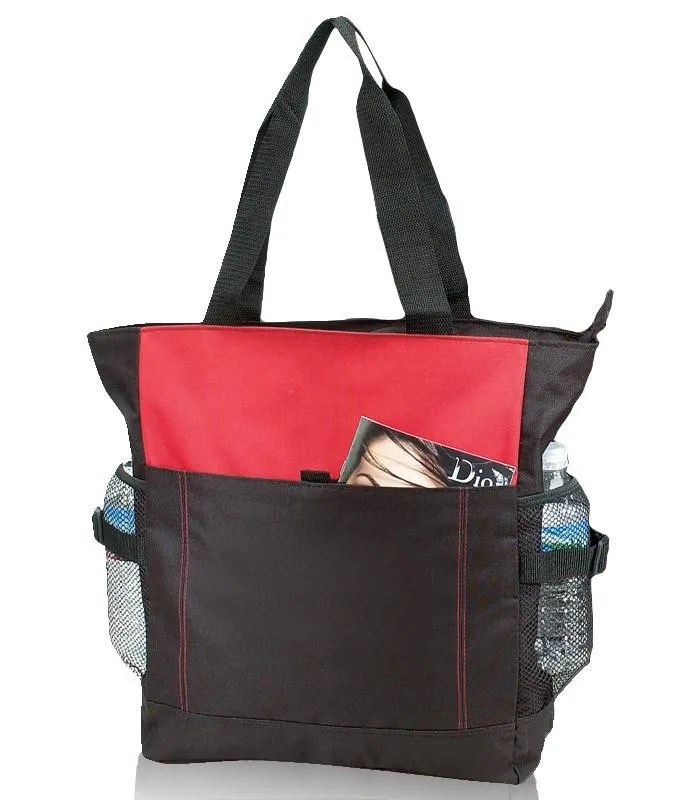 600D Polyester Daily Zipper Tote Bag