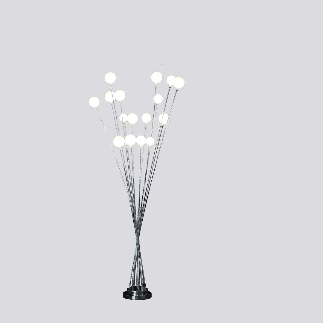 61.5" In 16-Light Acrylic Globe Aluminun Led Chrysanthe Silver Chrome Metal Floor Lamp