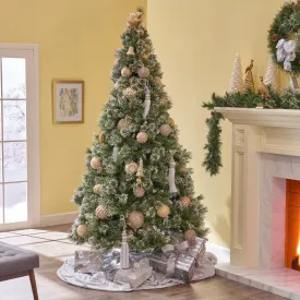 9-foot Mixed Spruce Hinged Artificial Christmas Tree with Snow and Glitter Branches and Frosted Pinecones - NH633703