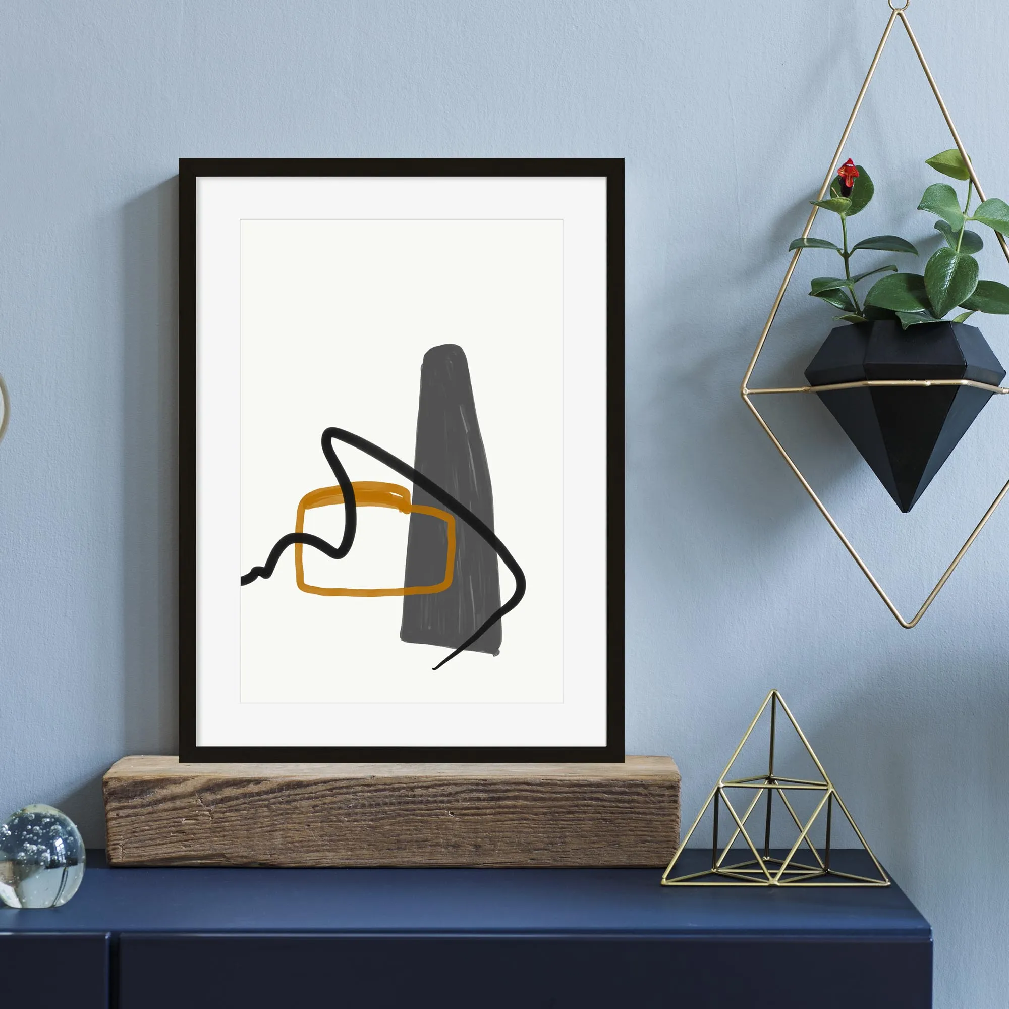 Abstract Illustration And Lines Framed Art