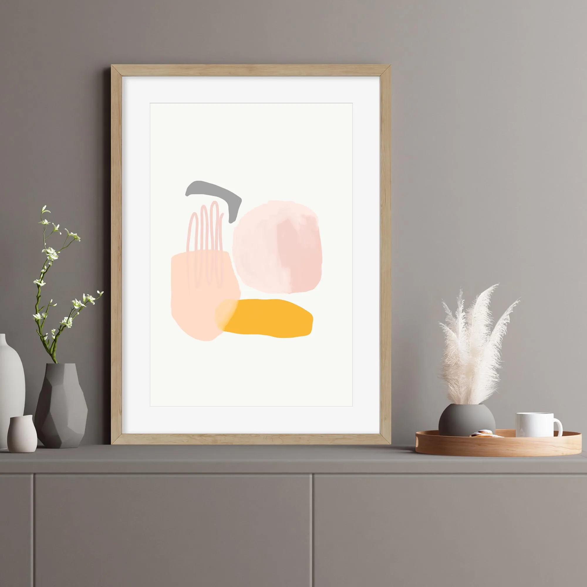 Abstract Pastel Shapes Framed Art