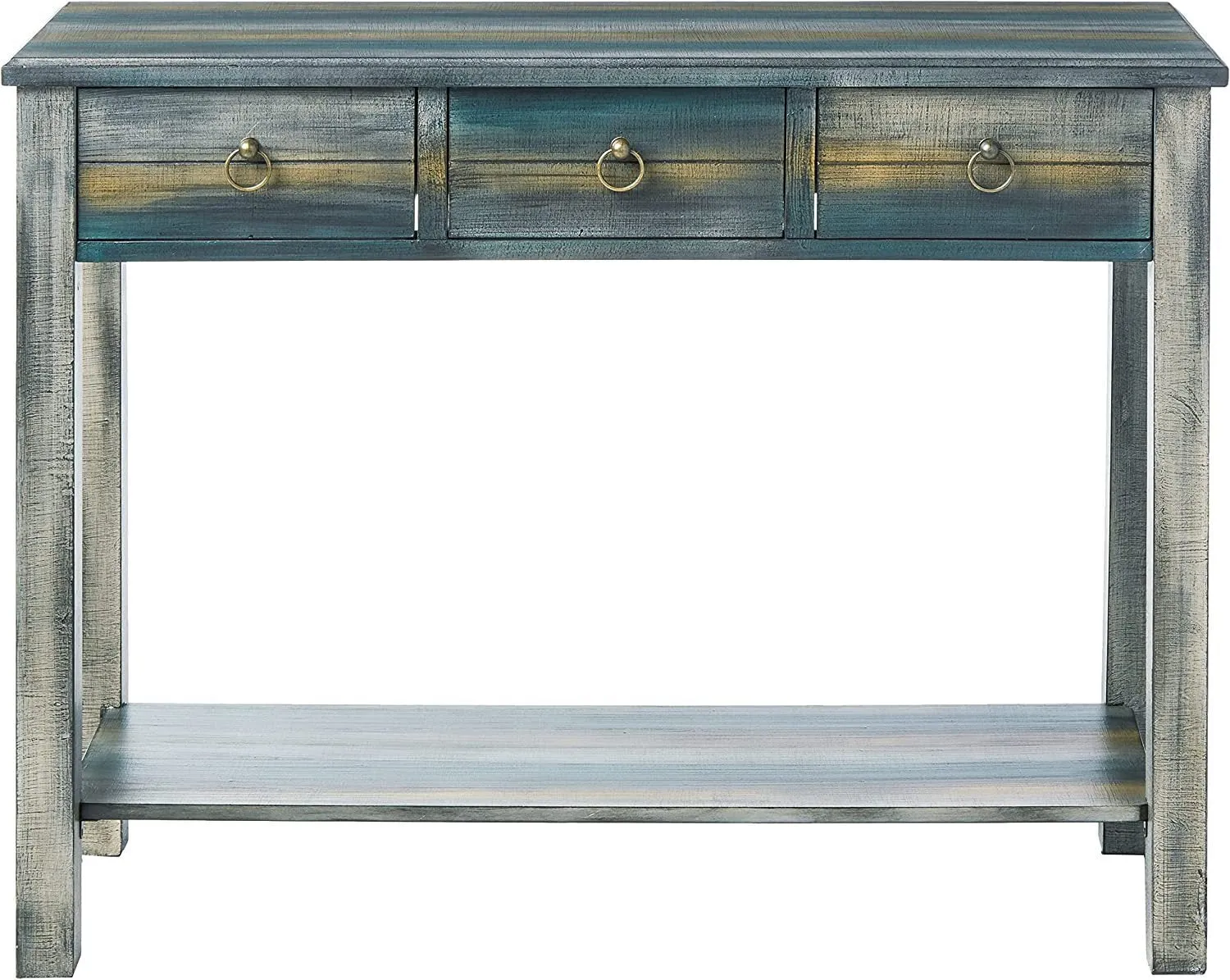 ACME Glancio Console Table in Antique White & Teal 97257