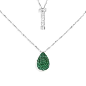 Adjustable Necklace with Green Drop