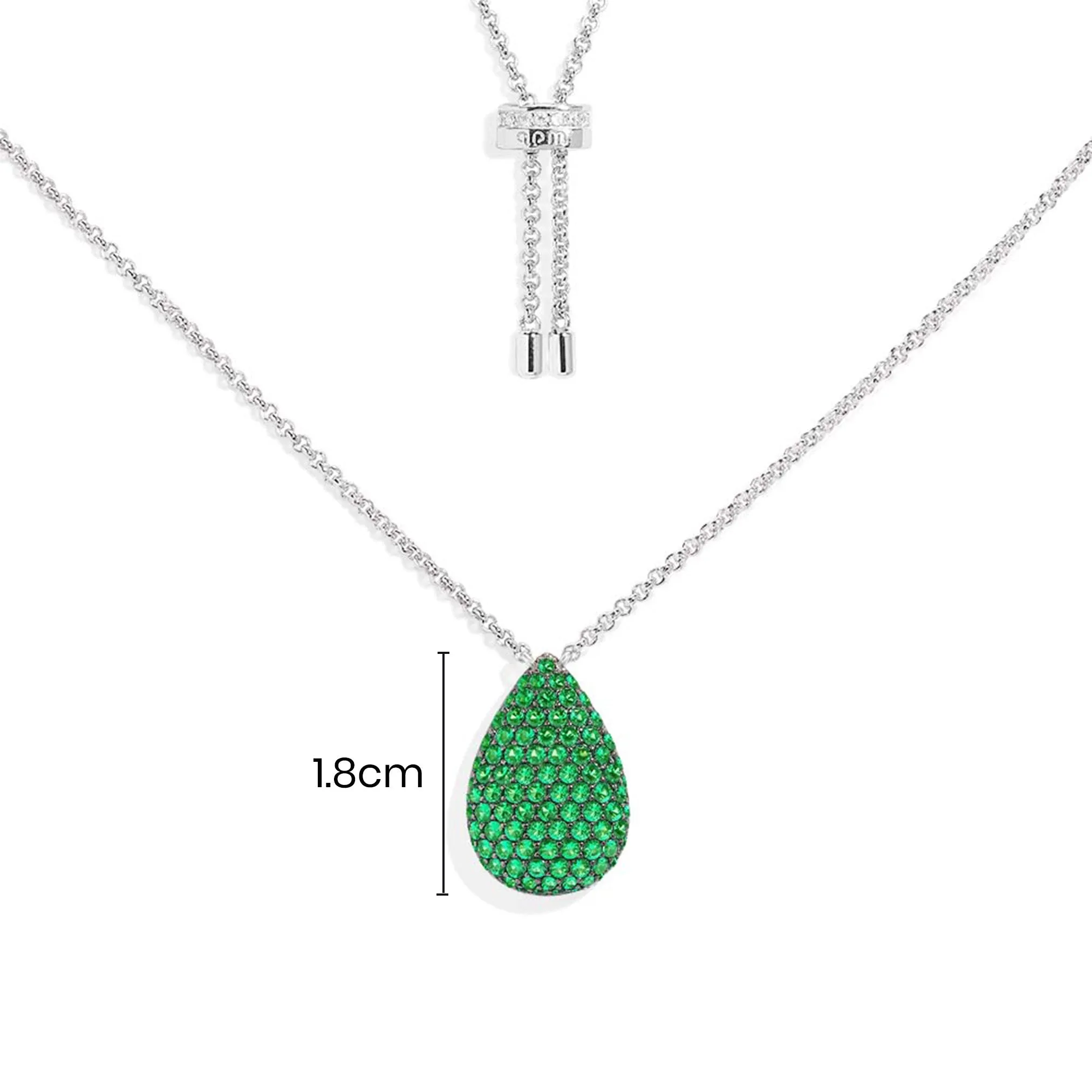 Adjustable Necklace with Green Drop