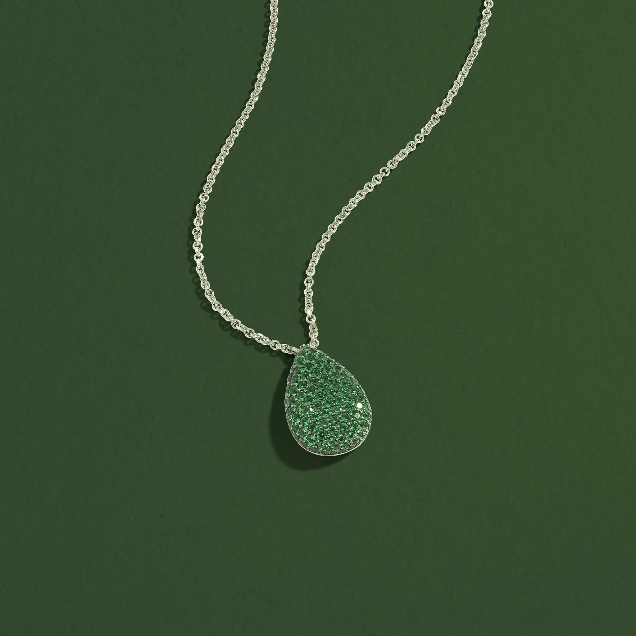 Adjustable Necklace with Green Drop