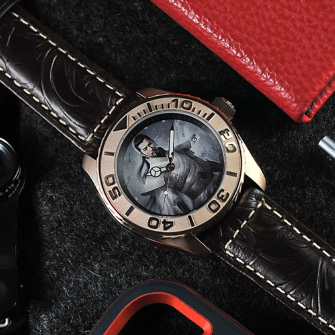 AG Collective The Conqueror San Guo Series Black Leather Strap Men Watch G 8040 SAN-CON