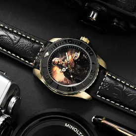 AG Collective The Huang Zhong San Guo Series Black Leather Strap Men Watch G 8040 SAN-SHI