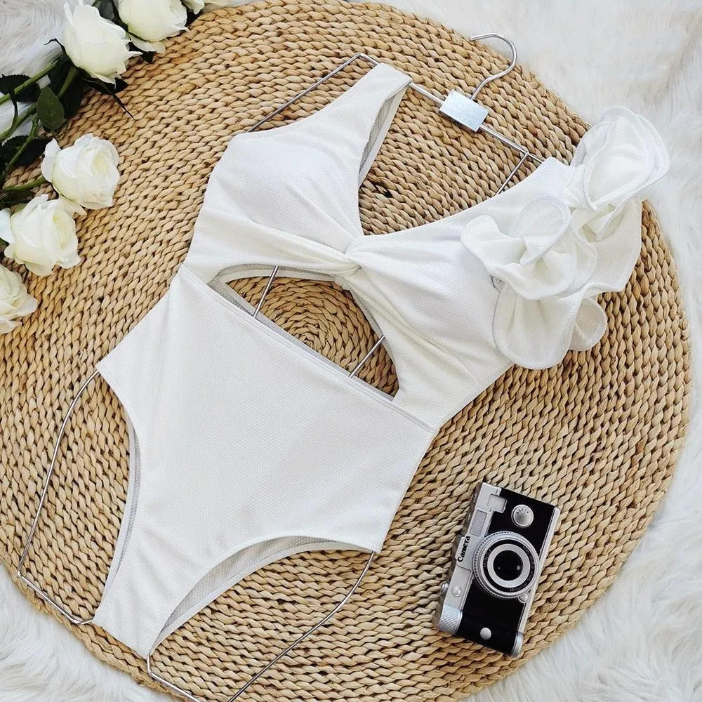 Amelia Ruffle Swimsuit - White