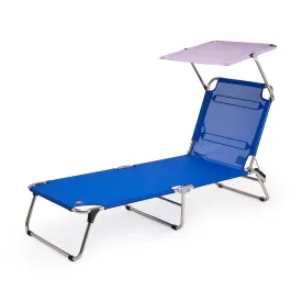 Amigo Outdoor Lounge Chair with Sun Shield - Navy/ Lilac