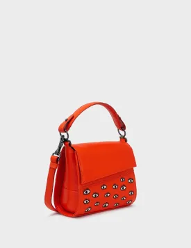 Anastasio Micro Crossbody Handbag Fiesta Red Leather - All Over Eyes Embroidery