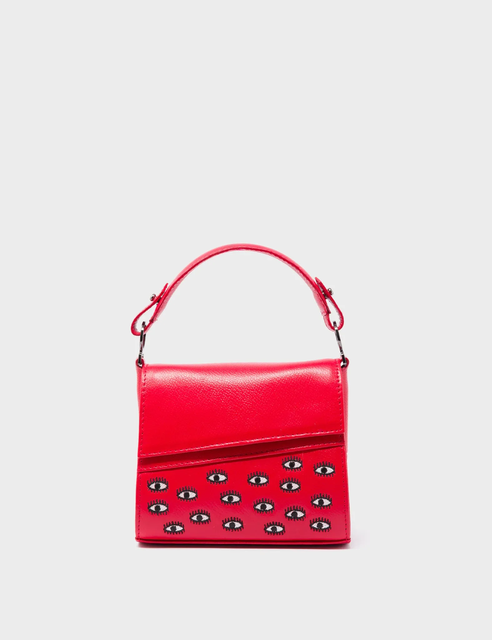 Anastasio Micro Crossbody Handbag Red Leather - Eyes Embroidery